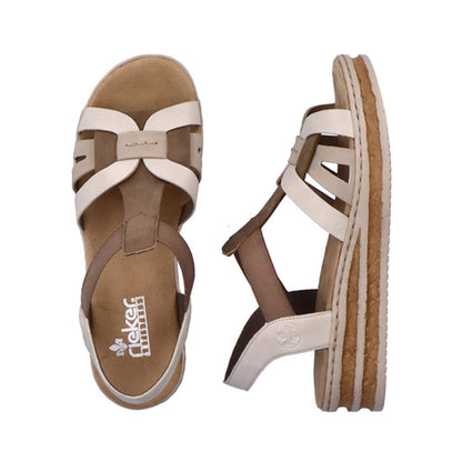 Rieker Wedge Sandals - 62918-62 - Cream