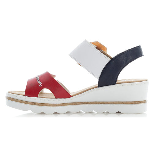 Rieker Ladies Wedge Sandals- 67476-81-33 - Navy/White/Red