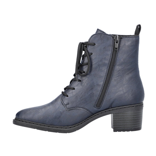 Rieker Block Heeled Ankle Boots - 70101-14 - Navy