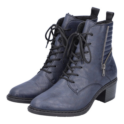 Rieker Block Heeled Ankle Boots - 70101-14 - Navy