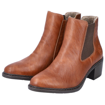 Rieker Block Heeled Ankle Boots - 70171-23 - Tan