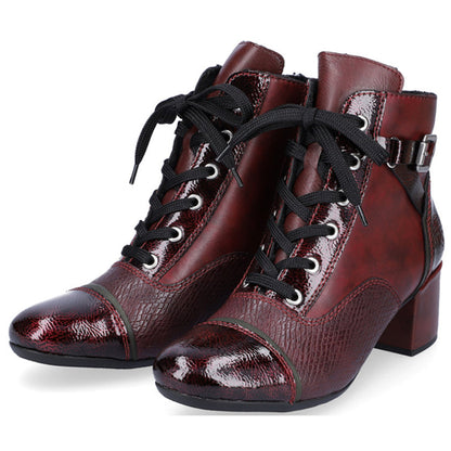 Rieker Block Heeled Ankle Boots - 70201-35 - Burgundy