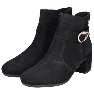Rieker Block Heeled Ankle Boots - 70289-00 - Black