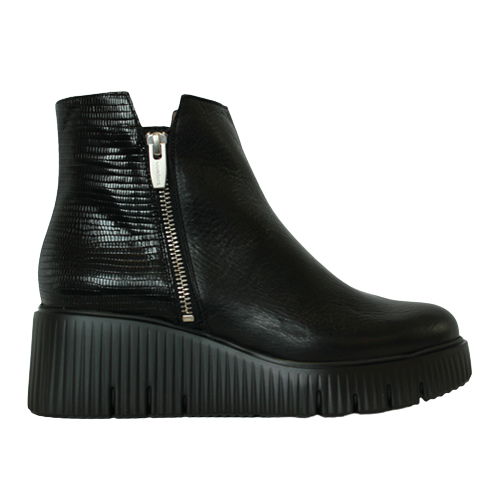 Wonders Wedge Boots - E-6224 - Black