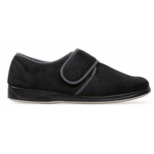 Padders Men's Wide Fit Velcro Slippers - Harry - Black