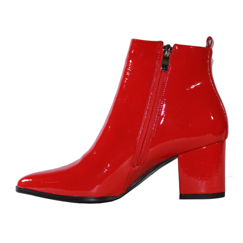 Redz Block Heel Ankle Boots  -  X3933 - Red Patent