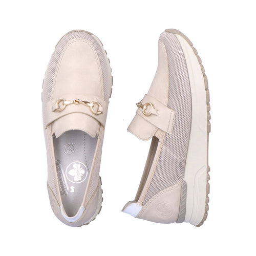 Rieker Wedge Loafers - N7455-60 - Ivory - Greenes Shoes