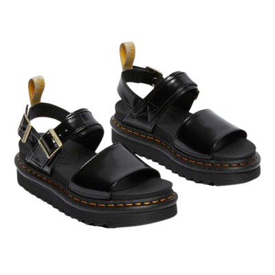 Dr Martens Vegan Sandals Voss Black Hi Shine Greenes Shoes