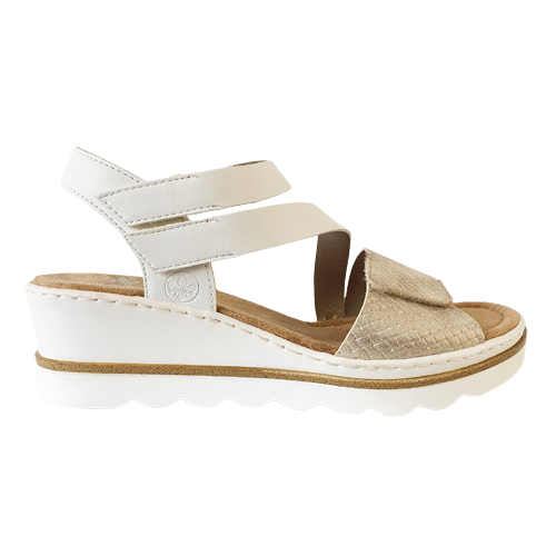 Rieker Wedge Sandals - 67454-91-80 - White/Beige