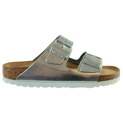 Birkenstock Leather Sandals - Arizona Metallic - Silver