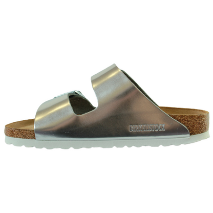Birkenstock Leather Sandals - Arizona Metallic - Silver
