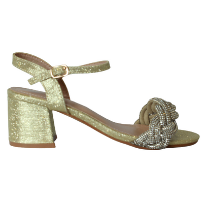 Sorento Block Heeled Sandals- Longueville - Gold