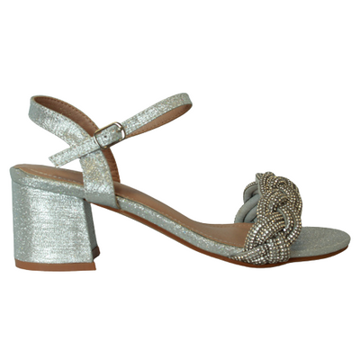 Sorento Block Heeled Sandals  - Longueville - Silver
