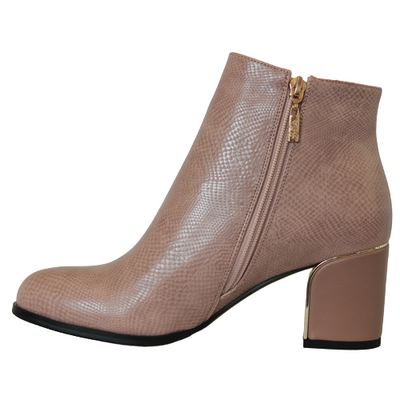 Kate Appleby Block Heeled Ankle Boots - Dalston - Beige Snake