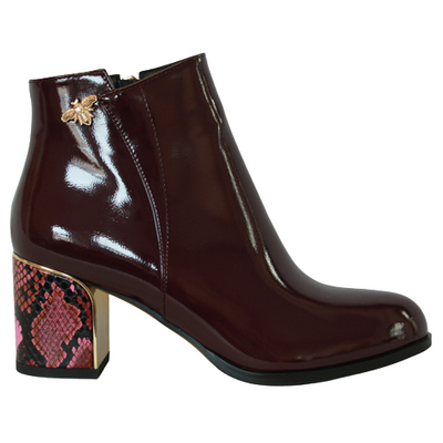 Kate Appleby Block Heeled Ankle Boots- Dalston - Burgundy Patent