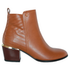 Redz Block Heeled Ankle Boots - 81469 - Tan
