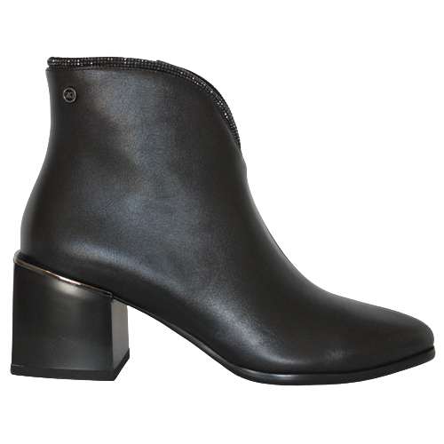Zanni Block Heeled Ankle Boots- Aquaba - Black