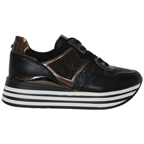 Tommy Bowe Platform Trainers - Siwek - Black - Greenes Shoes