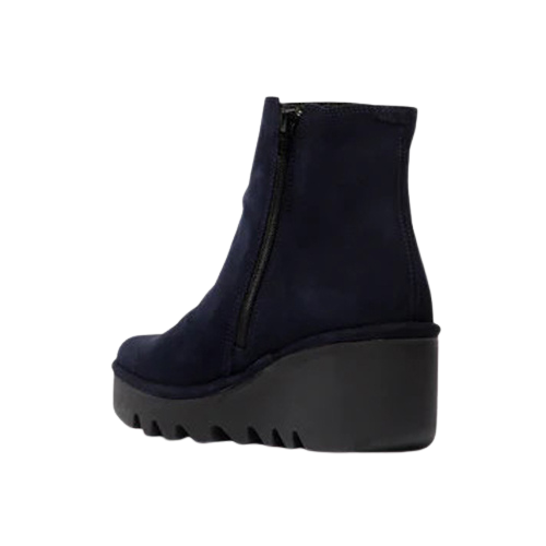 Navy wedge top boots