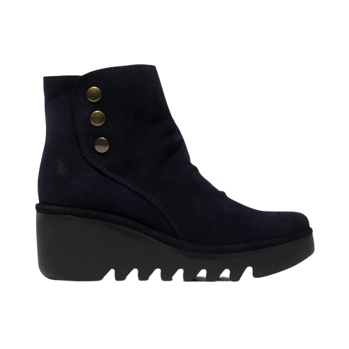 Fly London Wedge Boots Brom Navy Greenes Shoes