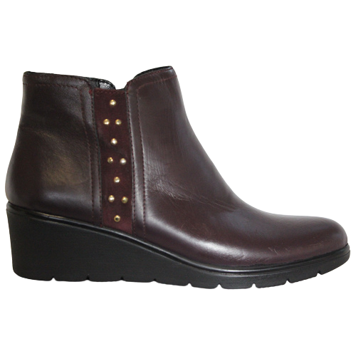 Suave Wedge Ankle Boots - Joss - Burgundy