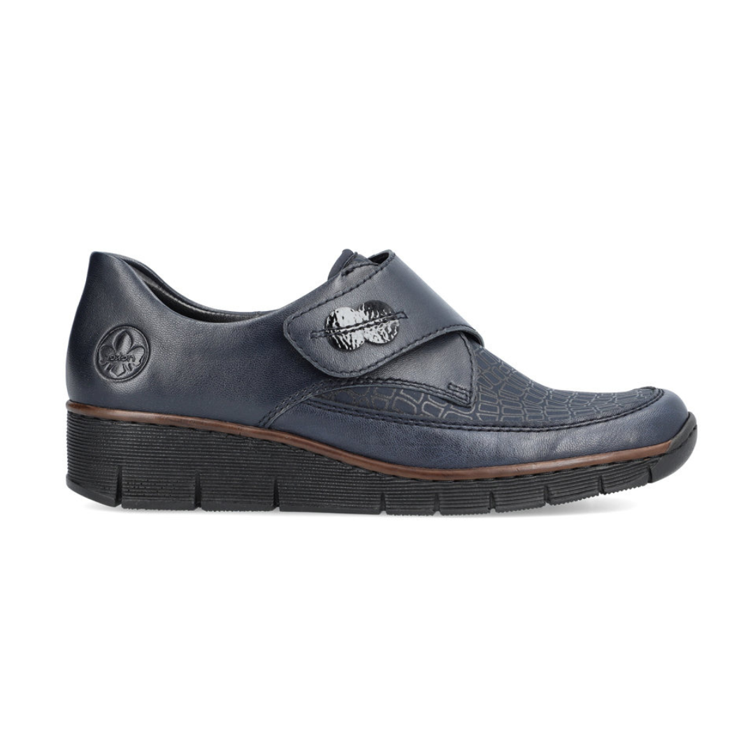 Rieker Cross Strap Shoes - 537C0-00 - Navy