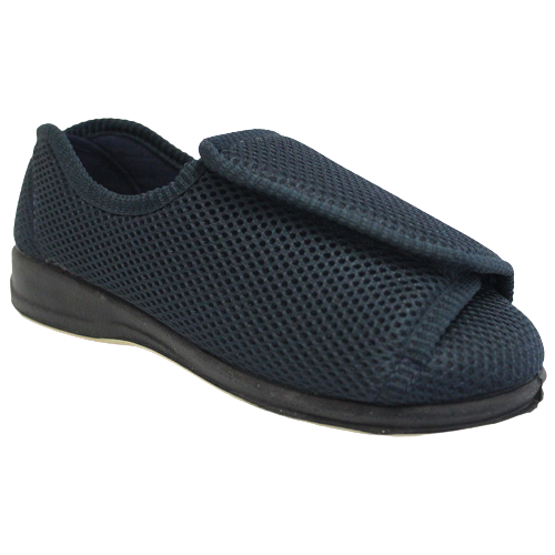 Cipriata Velcro Wide Fit Slippers Terry Navy Greenes Shoes