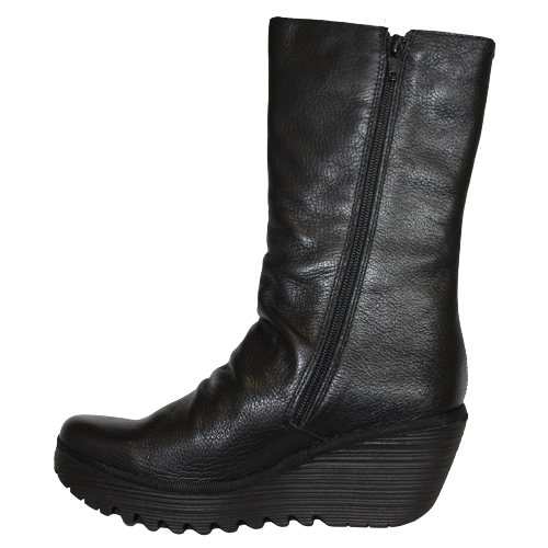 Fly London Wedge Mid Boots - Yemy - Black - Greenes Shoes
