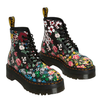Black floral dr martens sales