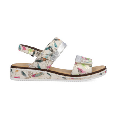 Rieker Wedge Sandals - V36B9-90 - White/Multi