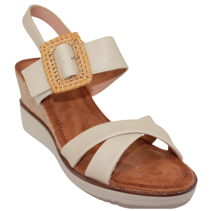 Zanni Wedge Sandals - Kalba - Beige