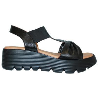 Heavenly Feet Ladies Wedge Sandals - Plaza - Black