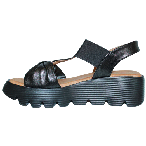 Heavenly Feet Ladies Wedge Sandals - Plaza - Black