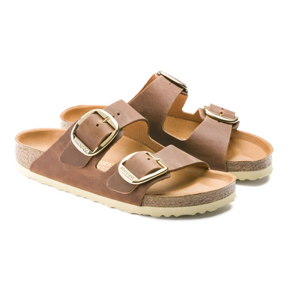 Birkenstock Ladies Leather Sandals - Arizona Big Buckle - Cognac
