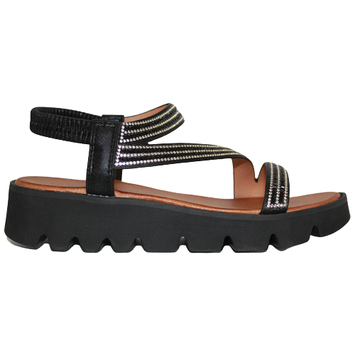 Heavenly Feet Ladies Wedge Sandals - Fresco - Black