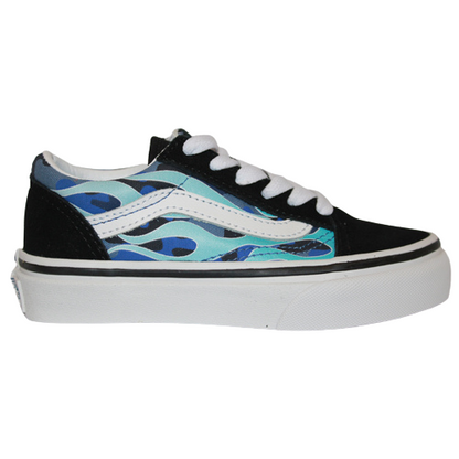 Vans Kids Trainers Old Skool Camo Flame Black Blue