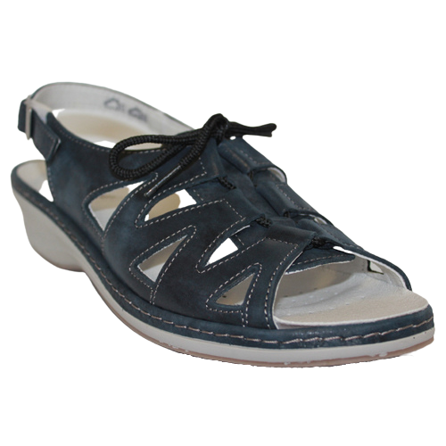 Suave Low Wedge Sandals -  Elle - Navy