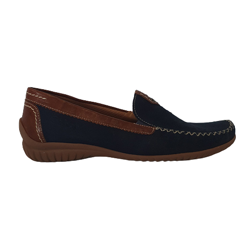 Gabor Leather Moccasins 46.090 46 Navy Tan Greenes Shoes
