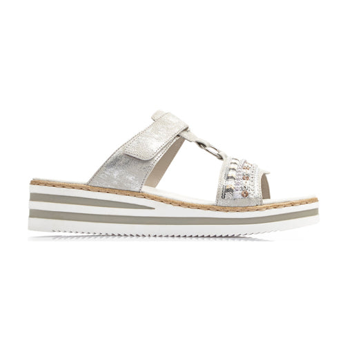 Rieker Wedge Sandals - V02M6-40 - Silver