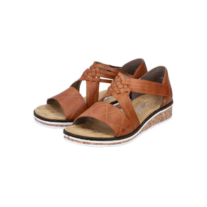 Rieker Wedge Sandals - V3643-24 - Brown