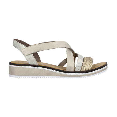 Rieker Low Wedge Sandals- V3663 - Beige