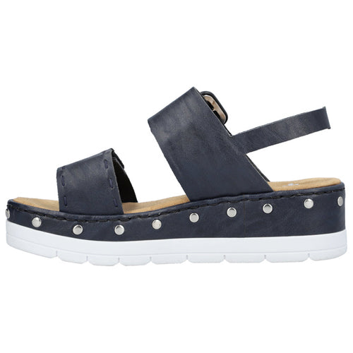 Rieker Wedge Sandals - V3951-14 - Navy