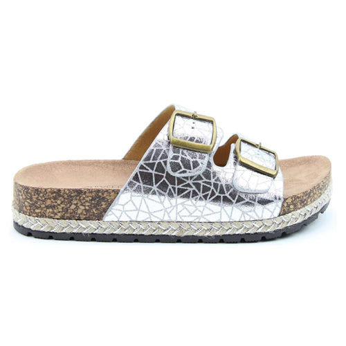 Heavenly Feet Ladies Sliders - Alexis - Silver